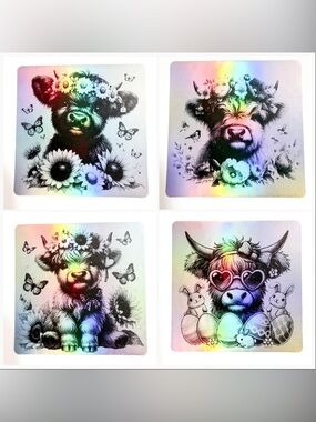 Highland Cow 2x2 Stickers Set of 100